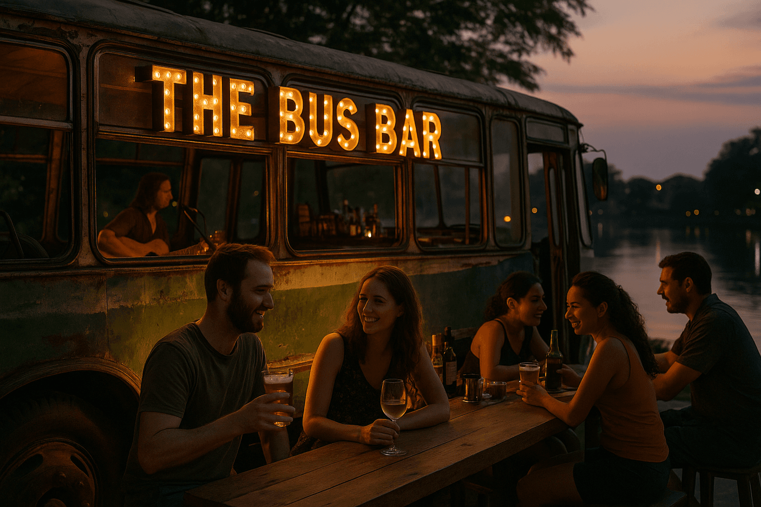 The Bus Bar in Chiang Mai with live music by the riverside