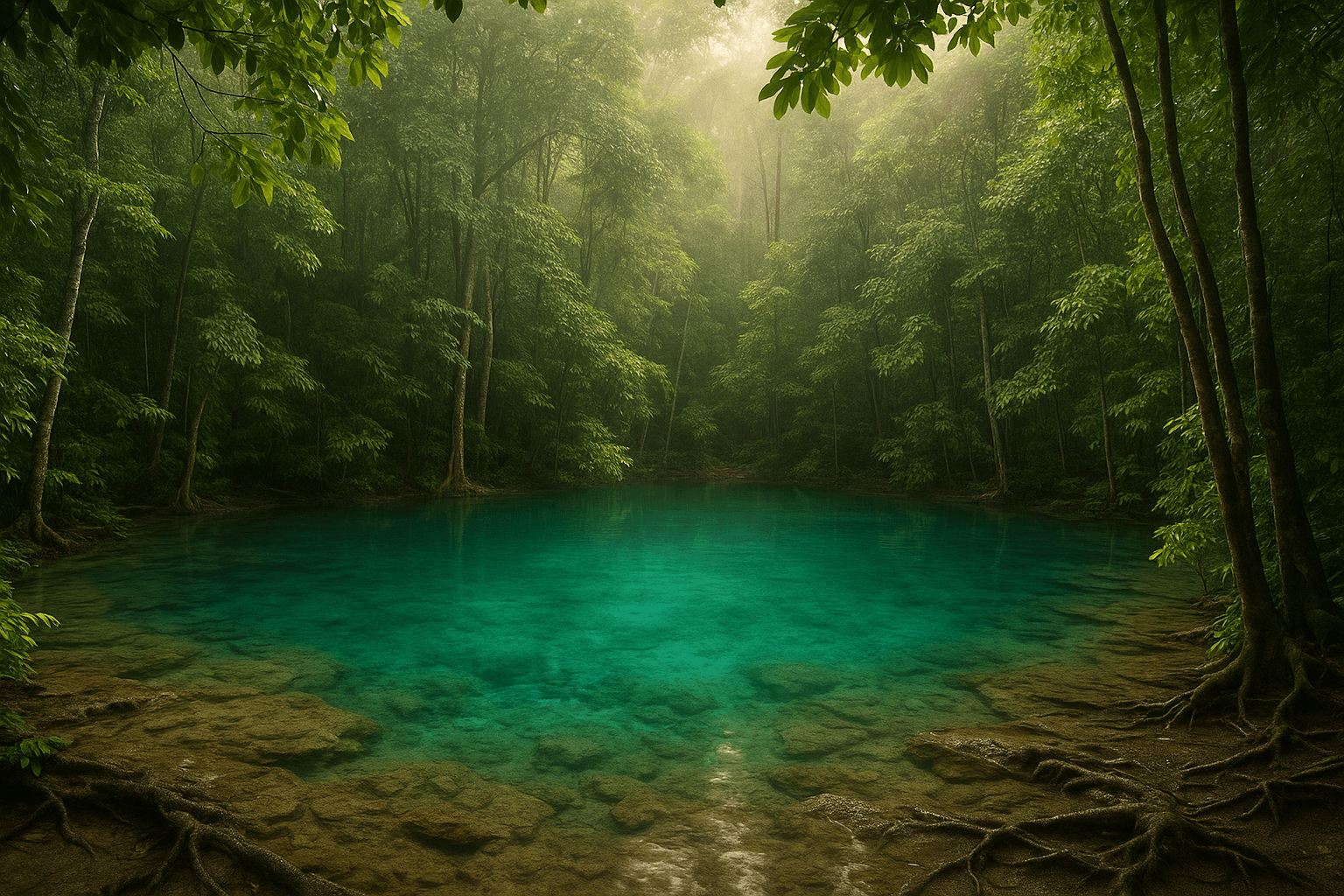 Emerald Pool surrounded by jungle in Krabi's Thung Teao Forest