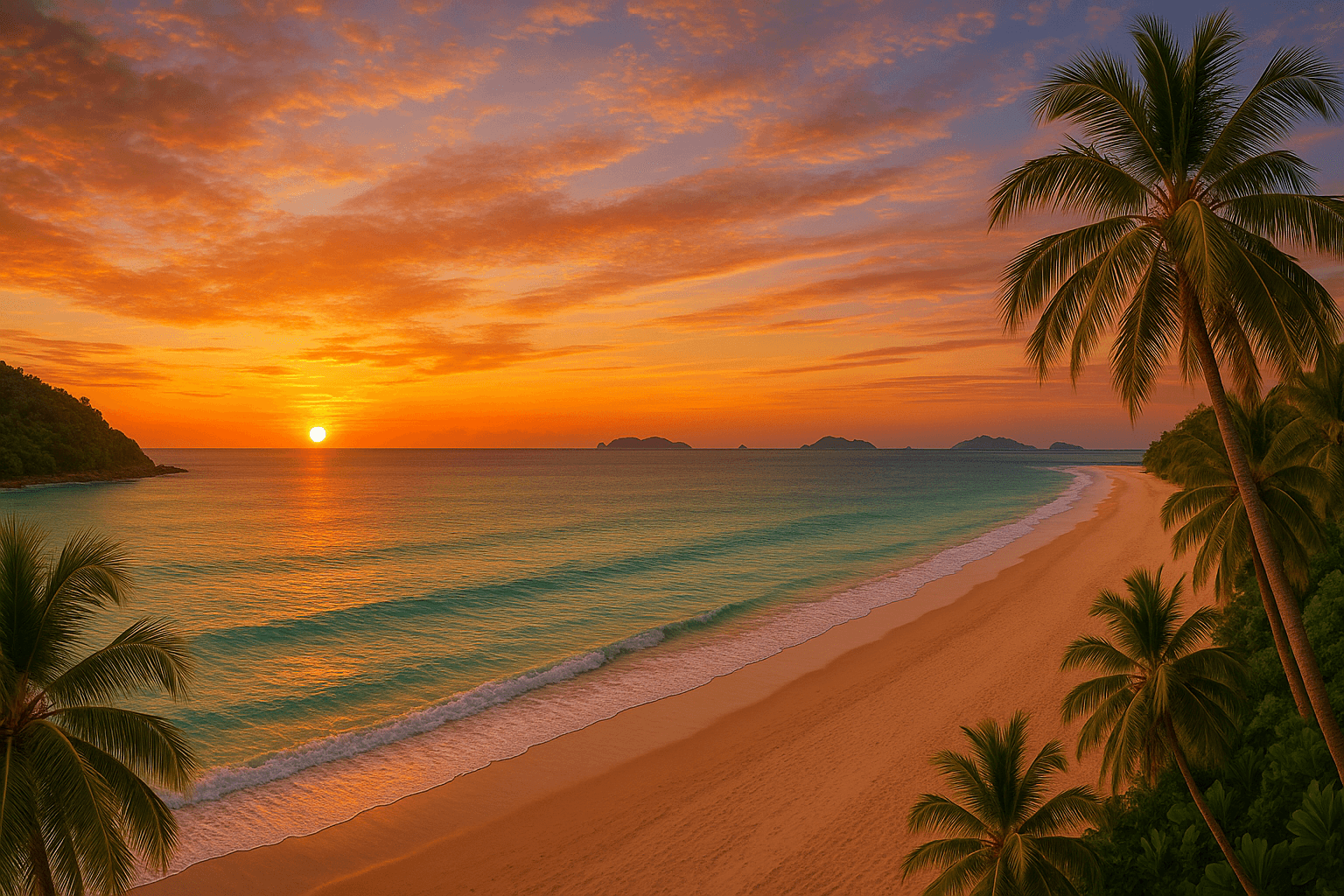 Breathtaking sunset over Koh Lanta's beaches and turquoise waters in Thailand