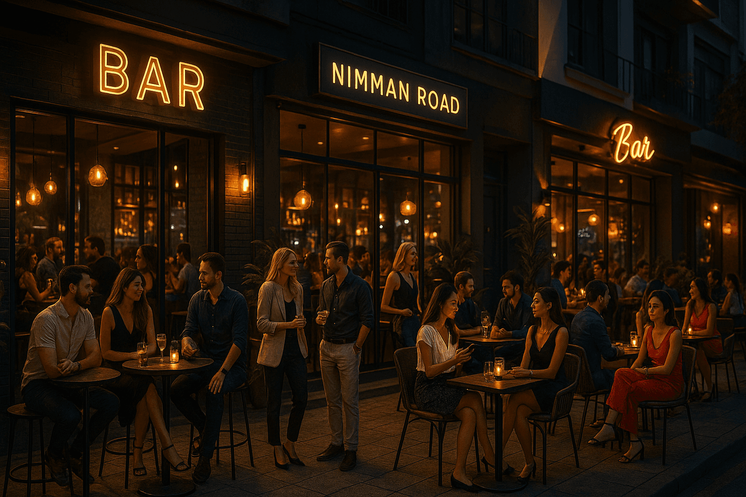 Trendy bars on Nimman Road in Chiang Mai illustrating lively nightlife