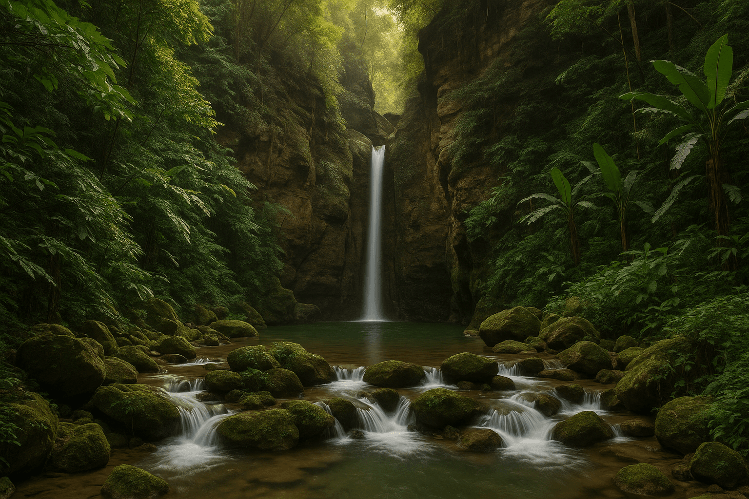 Pam Bok Waterfall nestled in a lush gorge in Pai, Thailand