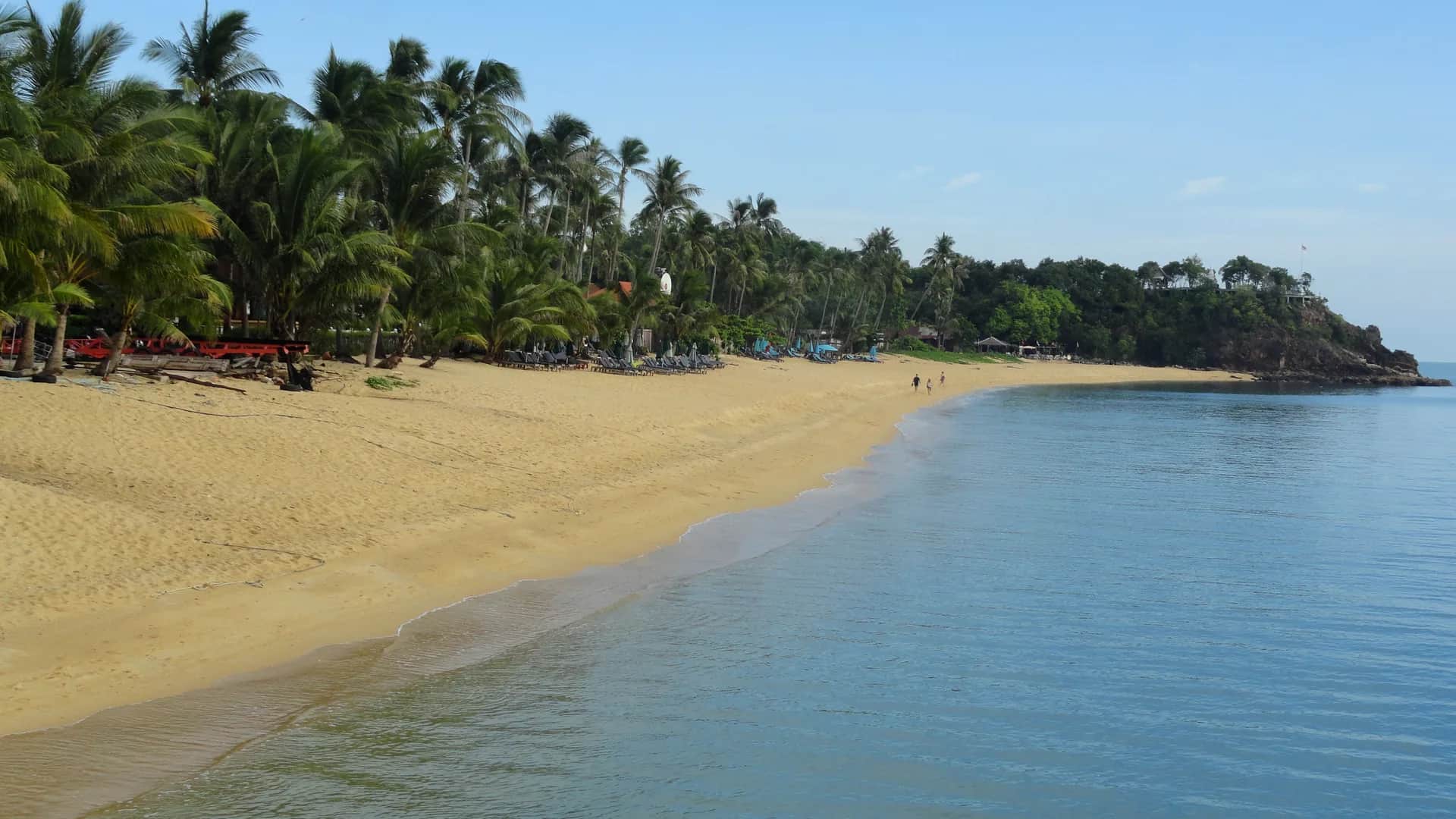 Maenam Beach 5 km palm-lined arc on the quiet north coast facing Koh Phangan in Koh Samui, Thailand