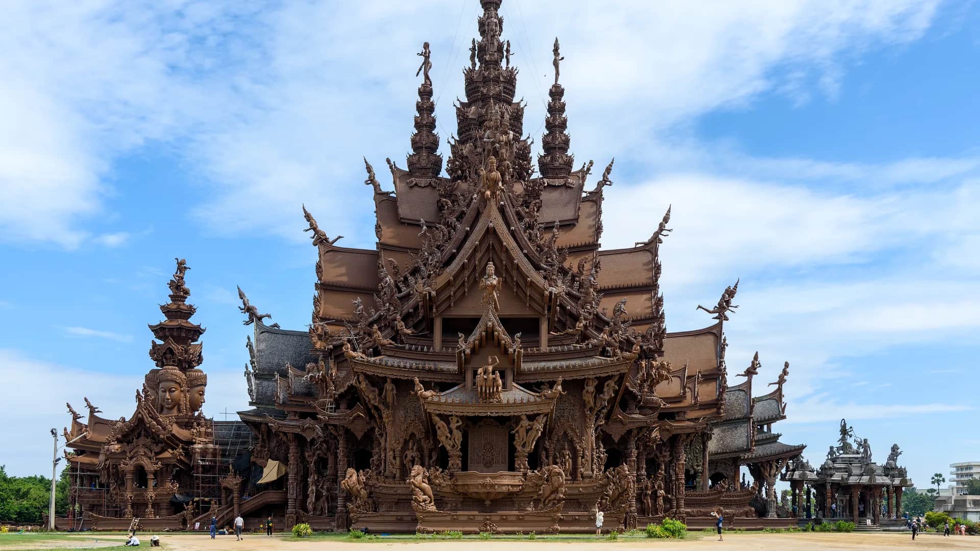 Sanctuary of Truth wooden temple on the Naklua headland in Pattaya, Thailand