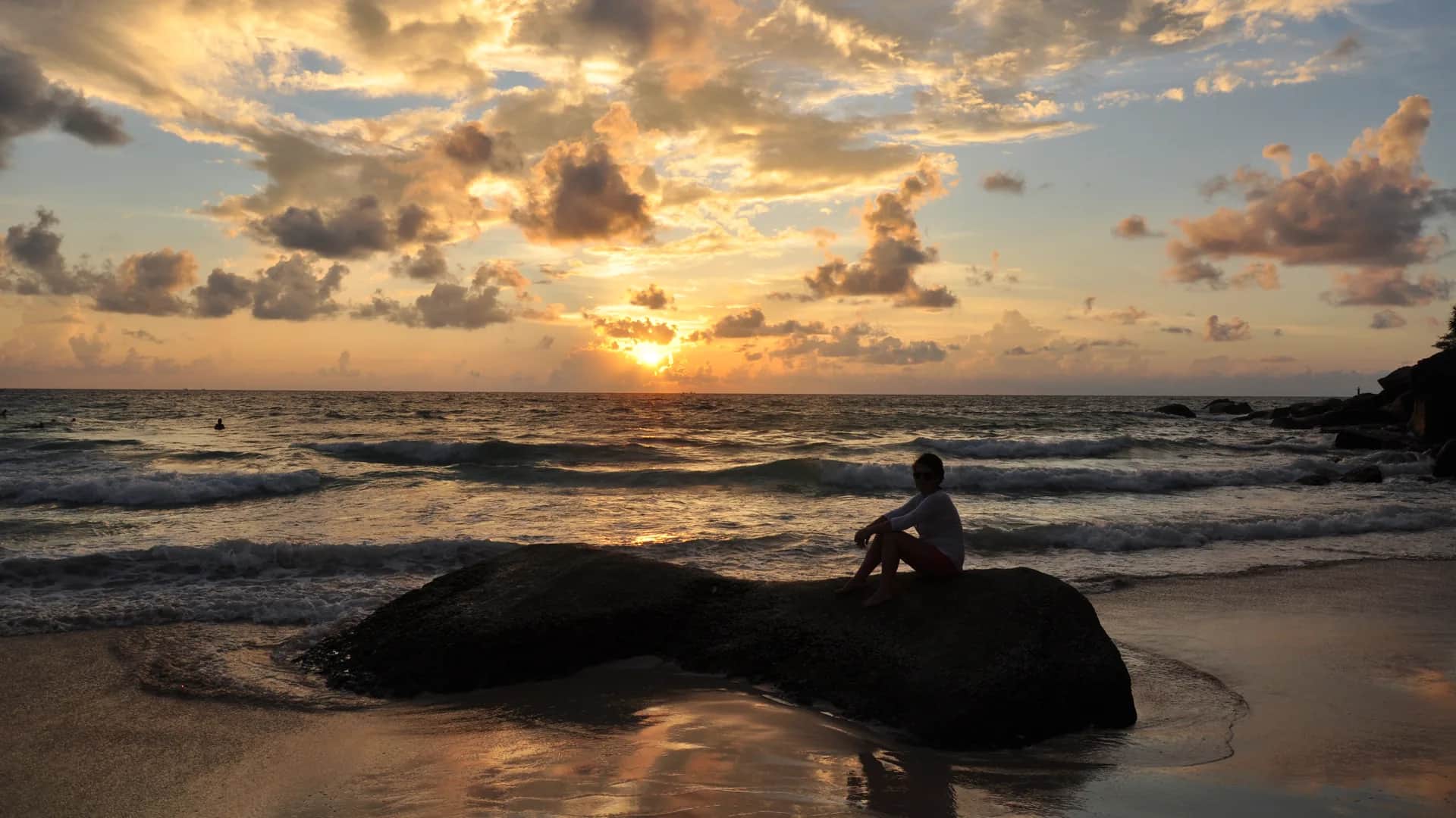 Kata Noi Beach at sunset in Phuket, Thailand