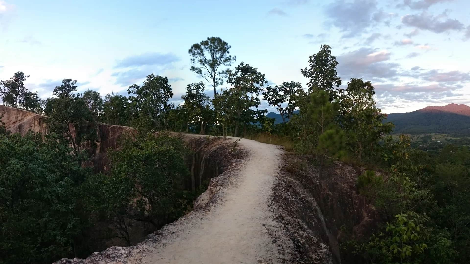 Pai Canyon (Kong Lan) sandstone ridges at sunset in Pai, Thailand